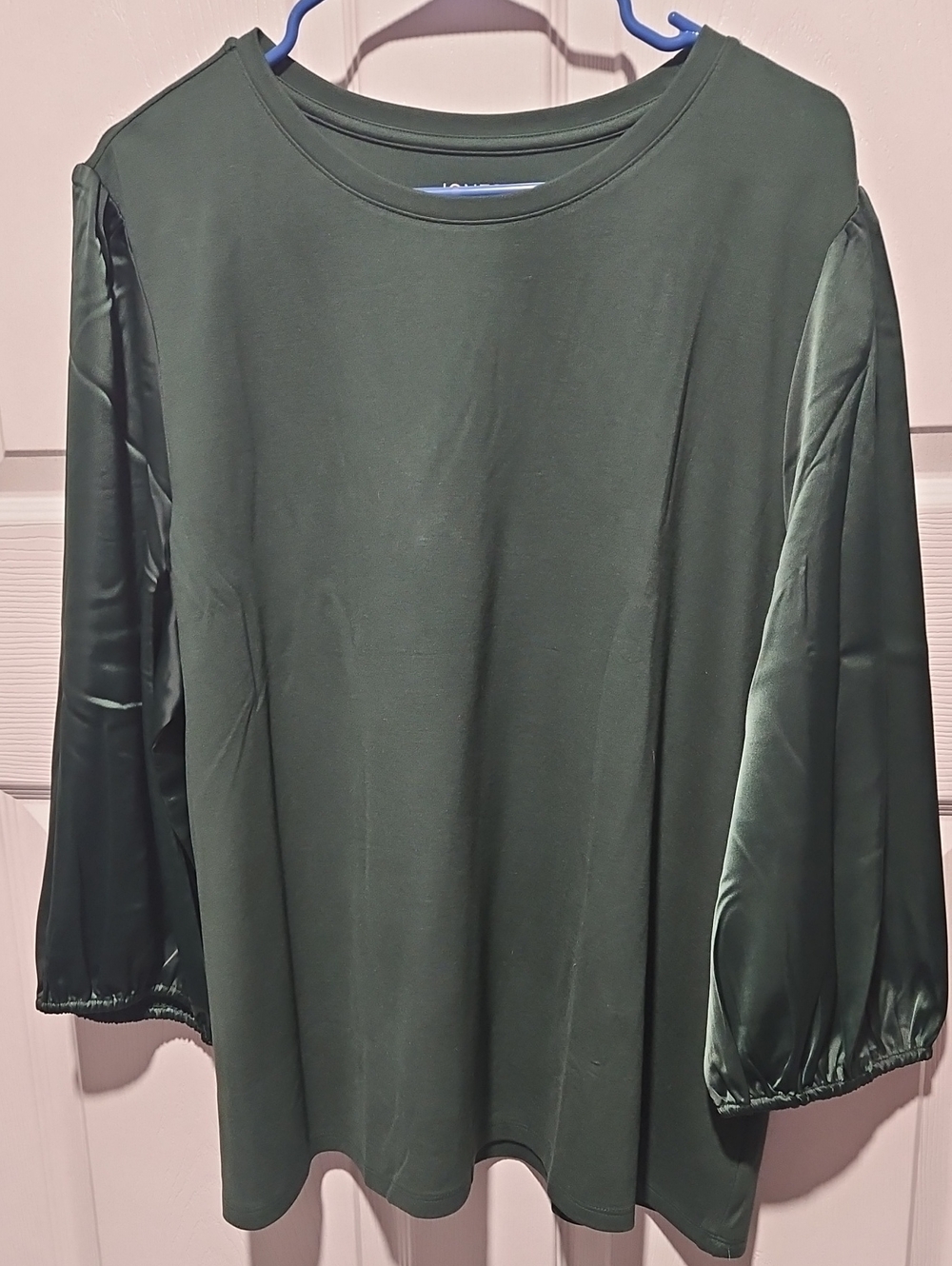 Jones New York Dark Green Balloon-Sleeve Blouse